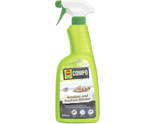 Ameisenmittel COMPO Ameisen- und Insekten-Blocker 500 ml, Handsprühflasche, anwendungsfertiges Pumpspray gegen kriechende und fliegende Insekten