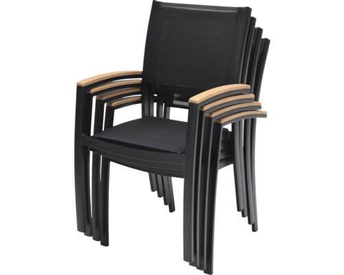 Stapelbare Gartenstühle mit Armlehnen aus Holz