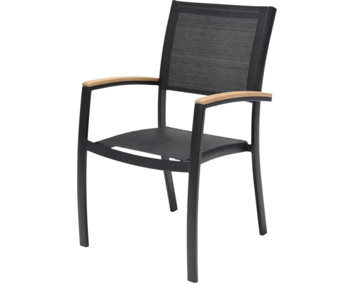 Gartenstuhl mit Armlehnen aus Aluminium und Textilbespannung