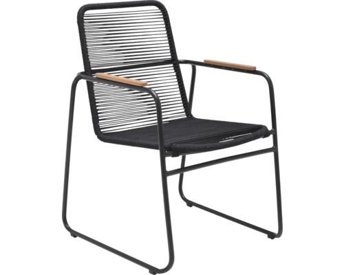 Schwarzer Gartensessel mit Armlehnen aus Holz