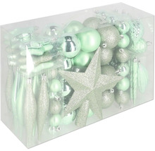 Verpackung mit Christbaumkugeln und Christbaumspitze