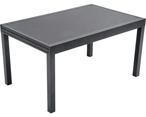 Gartentisch GARDEN PLACE Eve 140/280 x 90 x 75 cm anthrazit mit Tischplatte aus Glas, pulverbeschichtetes Aluminiumgestell, Ausziehfunktion, bis zu 6 Sitzplätze Rechteckiger Gartentisch mit Glasplatte und Gestell
