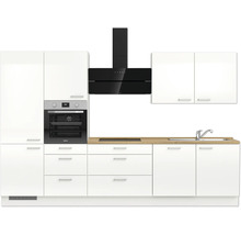 NOBILIA Küchenzeile ohne Geräte Modern 330 cm alpinweiss hochglanz vormontiert Variante links 4004539008748
