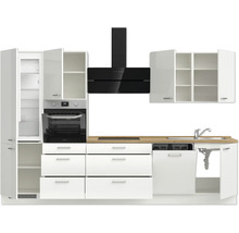 NOBILIA Küchenzeile ohne Geräte Modern 330 cm alpinweiss hochglanz vormontiert Variante links 4004539008748