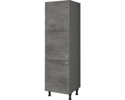 NOBILIA Kühlumbauschrank für 178er Kühlschrank Industrial BxTxH 60 x 58 x 217 cm Frontfarbe beton schiefergrau matt Korpusfarbe schiefergrau Anschlag links montiert