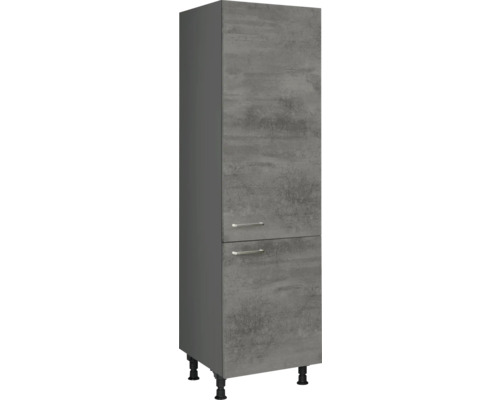 NOBILIA Kühlumbauschrank für 178er Einbaukühlschrank Industrial BxTxH 60 x 58 x 217 cm beton schiefergrau matt vormontiert Anschlag rechts 4004539050396 Hochschrank mit zwei Türen und Füßen