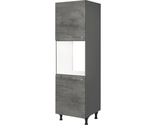 NOBILIA Backofenhochschrank mit Tür Industrial BxTxH 60 x 58 x 217 cm Frontfarbe beton schiefergrau matt Korpusfarbe schiefergrau Anschlag links montiert