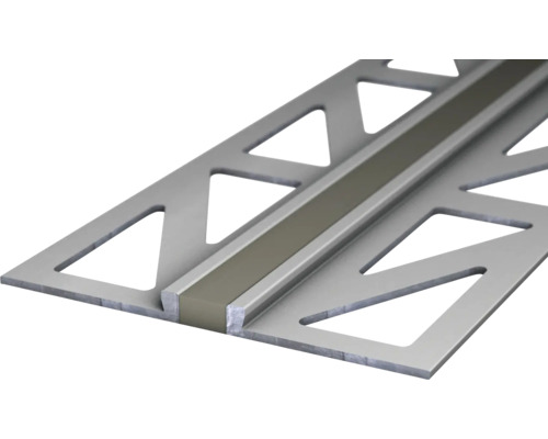 Prinz Dehnfuge für Designbeläge Alu natur grau 2,5 mm x 2,5 m Dehnungsfugenprofil aus Metall mit grauem Einsatz