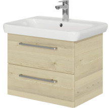 Badmöbel-Set Pelipal Sunline 105 BxHxT 69 x 56 x 48,5 cm Frontfarbe Polar Pinie mit Keramik-Waschtisch und Waschtischunterschrank