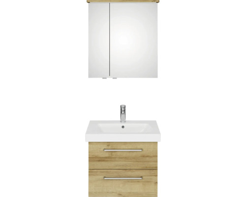 Badmöbel-Set mit Spiegelschrank, Waschbecken und Unterschrank mit Schubladen