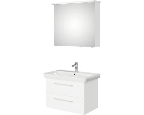 Badezimmer Waschtisch mit zwei Schubladen, Keramikwaschbecken und Spiegelschrank