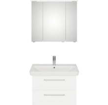 Badmöbel-Set Pelipal Sunline 105 BxHxT 80,5 x 200 x 48,5 cm Frontfarbe weiß hochglanz mit Keramik-Waschtisch Waschtischunterschrank und Spiegelschrank mit LED-Beleuchtung