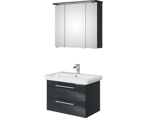 Badezimmer-Set mit Waschbeckenunterschrank, Waschbecken und Spiegelschrank