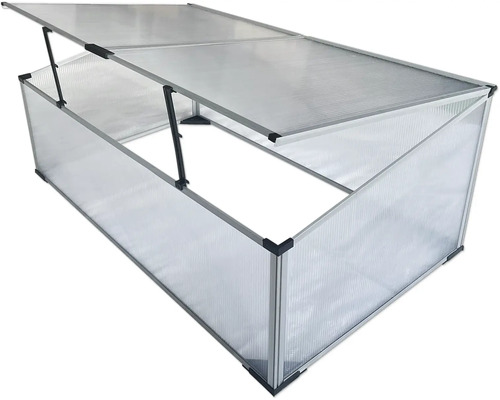 Frühbeet mit teilweise geöffnetem Deckel