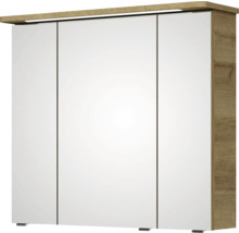 Badmöbel-Set Pelipal Sunline 105 BxHxT 80 x 200 x 46 cm Frontfarbe Eiche riviera mit Keramik-Waschtisch Waschtischunterschrank und Spiegelschrank mit LED-Beleuchtung