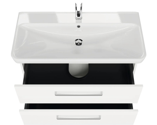 Waschtisch mit zwei Schubladen und Aufsatzwaschbecken