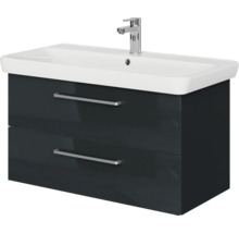 Badmöbel-Set Pelipal Sunline 105 BxHxT 96 x 56 x 48,5 cm Frontfarbe anthrazit mit Keramik-Waschtisch und Waschtischunterschrank