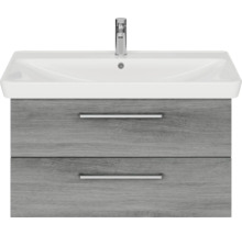 Badmöbel-Set Pelipal Sunline 105 BxHxT 96 x 56 x 48,5 cm Frontfarbe graphit struktur quer mit Keramik-Waschtisch und Waschtischunterschrank