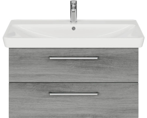 Waschtischunterschrank mit zwei Schubladen und Aufsatzwaschbecken