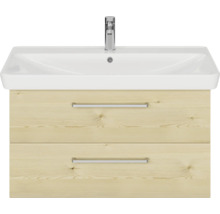 Badmöbel-Set Pelipal Sunline 105 BxHxT 96 x 56 x 48,5 cm Frontfarbe Polar Pinie mit Keramik-Waschtisch und Waschtischunterschrank