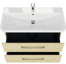 Badmöbel-Set Pelipal Sunline 105 BxHxT 96 x 56 x 48,5 cm Frontfarbe Polar Pinie mit Keramik-Waschtisch und Waschtischunterschrank