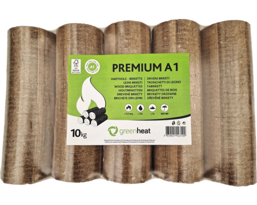 Premium A1 Holzbriketts Buche Greenheat in Folie 10 kg FSC®-Zertifiziert