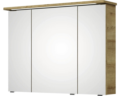 Spiegelschrank mit drei Türen und Holzoptik