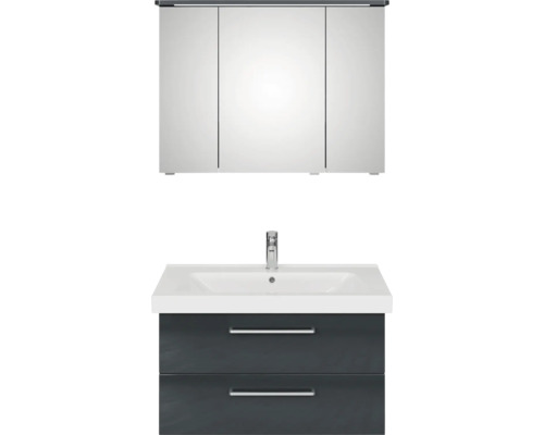 Waschtischkombination mit Waschbeckenunterschrank, Waschtisch und Spiegelschrank