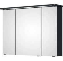 Badmöbel-Set Pelipal Sunline 105 BxHxT 95 x 200 x 46,5 cm Frontfarbe anthrazit mit Keramik-Waschtisch Waschtischunterschrank und Spiegelschrank mit LED-Beleuchtung