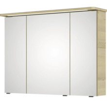 Badmöbel-Set Pelipal Sunline 105 BxHxT 95 x 200 x 46,5 cm Frontfarbe Polar Pinie mit Keramik-Waschtisch Waschtischunterschrank und Spiegelschrank mit LED-Beleuchtung