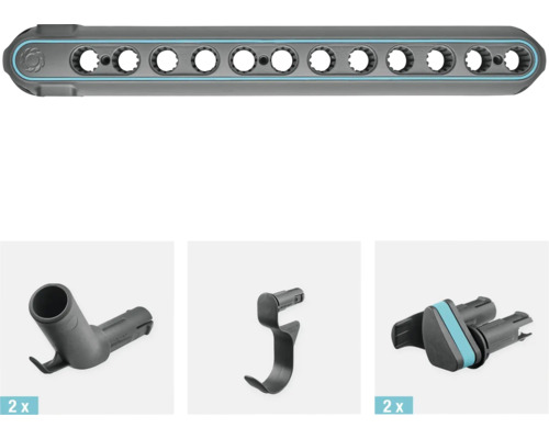 Gartenausstattung mit Wandhalterung, Schlauchstück und Gerätehalter
