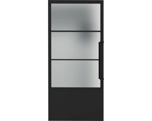Pertura Zimmertür Komplettset Jarn 04 Satin 833x2015 mm Links inkl.Profilrahmen,Griff-Set Zimmertür mit Glasausschnitt und Griff