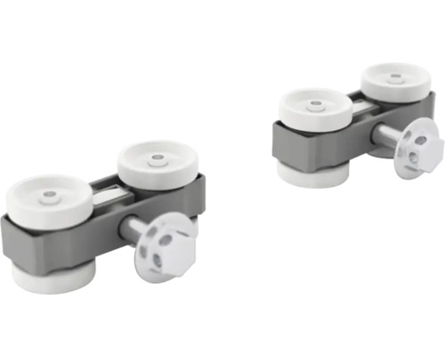 Zwei Schiebetürrollen für die Montage