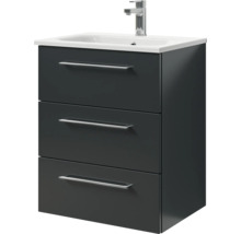 Badmöbel-Set Pelipal Sunline 121 BxHxT 61 x 74 x 46 cm Frontfarbe anthrazit mit Mineralguss-Waschtisch und Waschtischunterschrank 3 Schubkästen