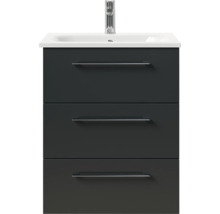 Badmöbel-Set Pelipal Sunline 121 BxHxT 61 x 74 x 46 cm Frontfarbe anthrazit mit Mineralguss-Waschtisch und Waschtischunterschrank 3 Schubkästen