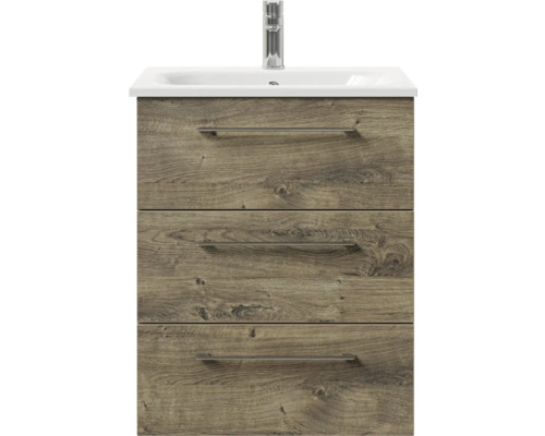 Waschtischunterschrank mit drei Schubladen, Waschbecken und Armatur