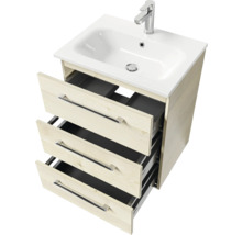 Badmöbel-Set Pelipal Sunline 121 BxHxT 61 x 74 x 46 cm Frontfarbe Polar Pinie mit Mineralguss-Waschtisch und Waschtischunterschrank 3 Schubkästen
