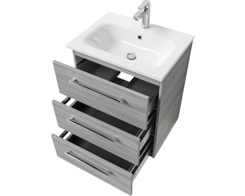 Waschtischunterschrank mit drei Schubladen und Keramikwaschbecken