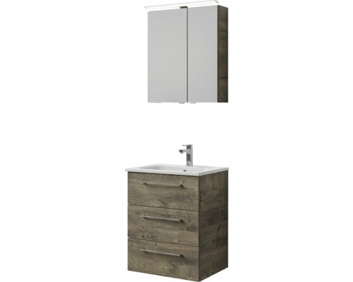 Badezimmermöbel-Set mit Waschtischunterschrank, Waschbecken und Spiegelschrank