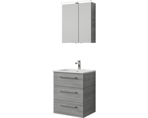 Badmöbel-Set Pelipal Sunline 121 BxHxT 61 x 200 x 46 cm Frontfarbe sangallo grau mit Mineralguss-Waschtisch Waschtischunterschrank 3 Schubkästen und Spiegelschrank mit LED-Beleuchtung Badmöbel-Set Pelipal Sunline 121 BxHxT 61 x 200 x 46 cm Frontfarbe sangallo grau mit Mineralguss-Waschtisch Waschtischunterschrank 3 Schubkästen und Spiegelschrank mit LED-Beleuchtung