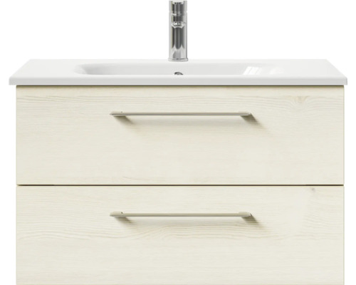 Waschtischunterschrank mit zwei Schubladen, einem Waschbecken und einer Armatur