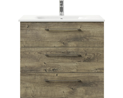 Waschtischunterschrank mit drei Schubladen und Waschbecken