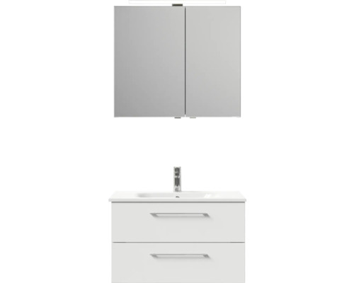 Waschtisch mit Waschbecken, Unterschrank und Spiegelschrank für das Badezimmer