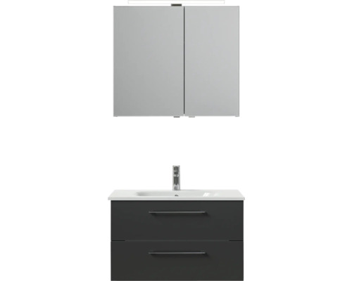 Badezimmermöbel-Set mit Spiegelschrank, Waschbecken und Unterschrank