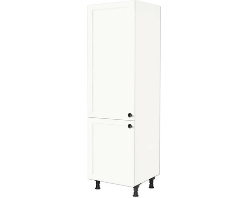 NOBILIA Kühlumbauschrank für 122er Einbaukühlschrank Urban Landhaus BxTxH 60 x 58 x 217 cm Frontfarbe weiß matt Korpusfarbe weiß Anschlag links 1 Einlegeboden montiert