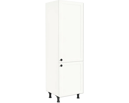 NOBILIA Kühlumbauschrank für 122er Einbaukühlschrank Urban Landhaus BxTxH 60 x 58 x 217 cm Frontfarbe weiß matt Korpusfarbe weiß Anschlag rechts 1 Einlegeboden montiert