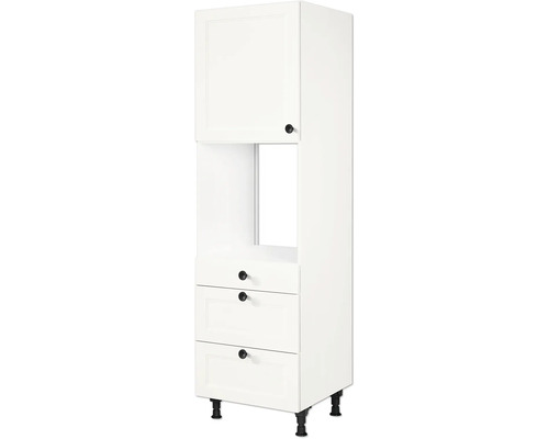 NOBILIA Backofenhochschrank mit Auszügen Urban Landhaus BxTxH 60 x 58 x 217 cm Frontfarbe weiß matt Korpusfarbe weiß Anschlag links montiert