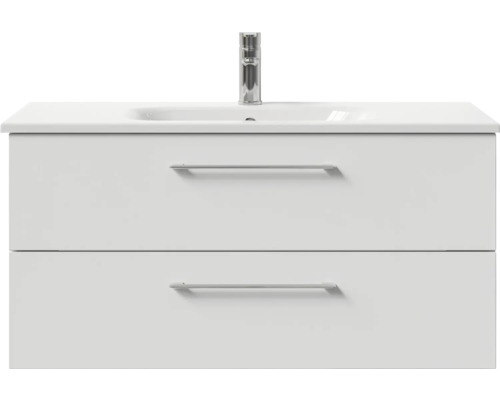 Waschtischunterschrank mit zwei Schubladen und Aufsatzwaschbecken