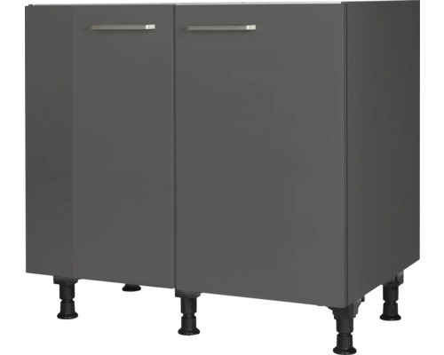 NOBILIA Spülenschrank Urban BxTxH 90 x 58 x 87 cm Frontfarbe schiefergrau hochglanz Korpusfarbe schiefergrau Anschlag links rechts