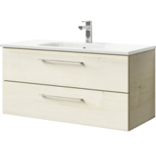 Badmöbel-Set Pelipal Sunline 121 BxHxT 101 x 50 x 46 cm Frontfarbe Polar Pinie mit Mineralguss-Waschtisch und Waschtischunterschrank